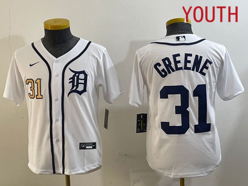 Youth Detroit Tigers #31 Greene White Game 2024 Nike MLB Jersey style 2